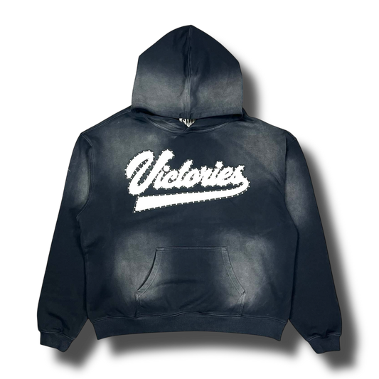 Victories Chenille Hoodie in Washed Black